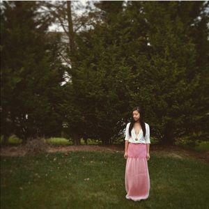 Red and white theory maxi skirt NWT